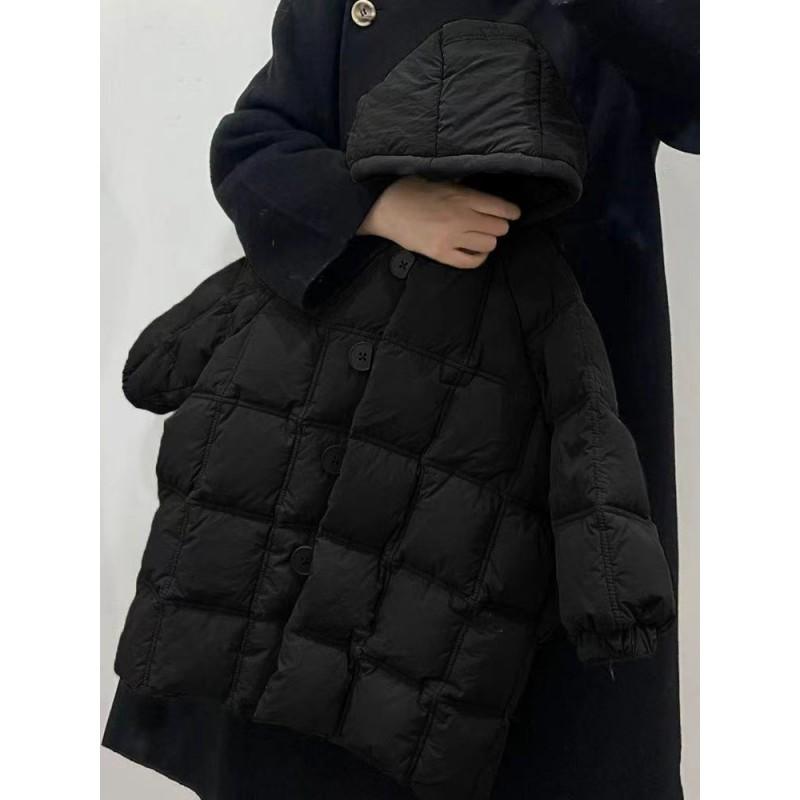 Boys Girls Mid-Length Plaid Cotton Coat Kids Thick Warm Hooded Jacket Winter 2026