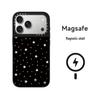Black and White Polka Dot Floral MagSafe Case for iPhone 15 Pro Max