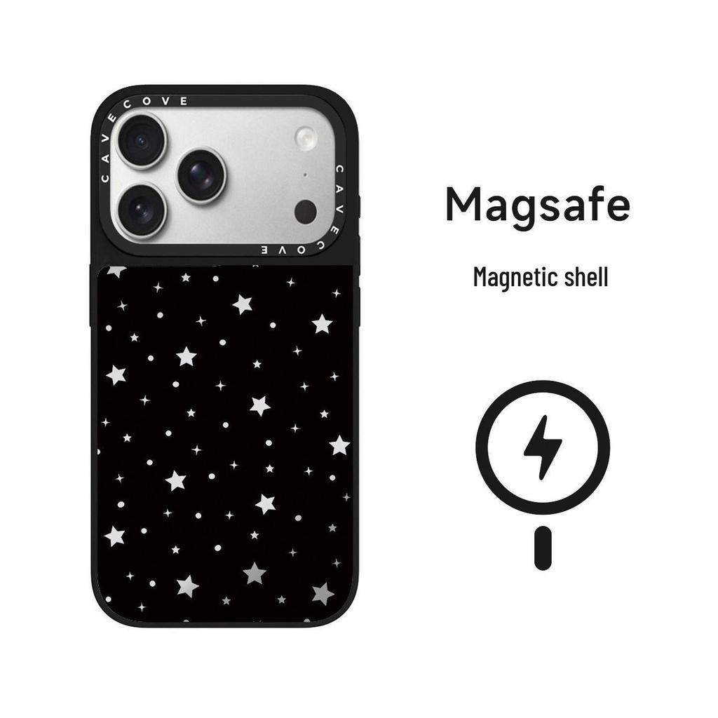 Black and White Polka Dot Floral MagSafe Case for iPhone 15 Pro Max