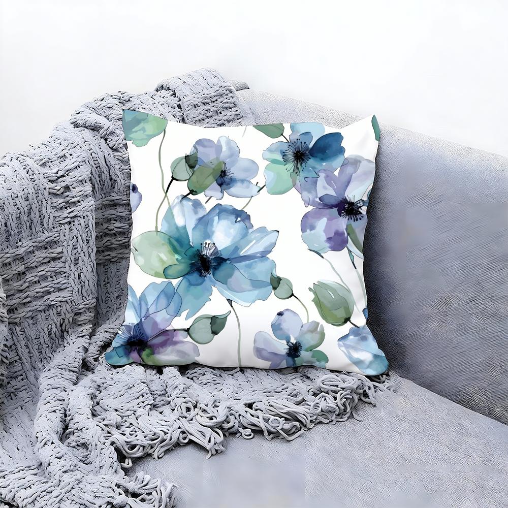 Painted Blue Print Creative Cushion Cover Premium Comfort Reversible Pillow Cove -Two in One Design for Any Room & Car Interior