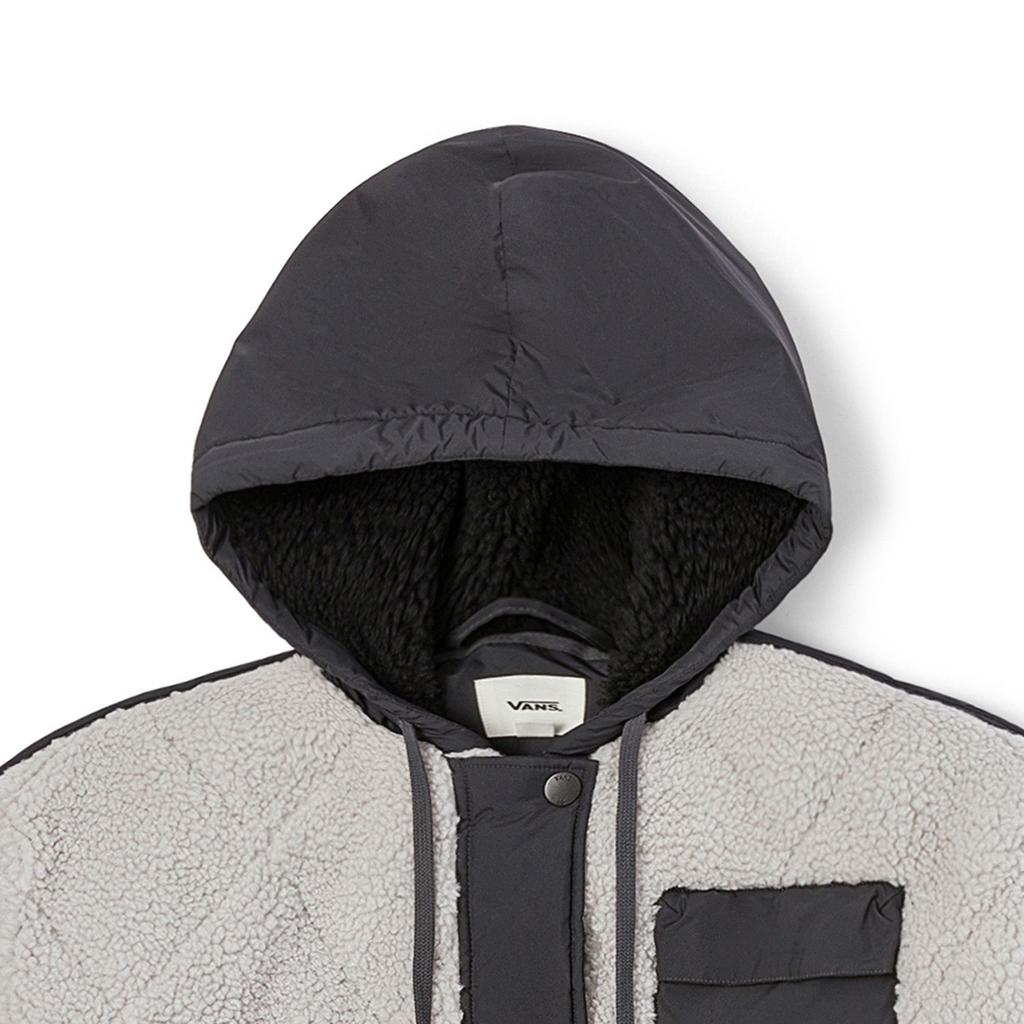 Vans Retro Sports Stand Collar Patchwork Hoodie Logo Embroidered Jacket Women Jacket Gray VN0A7YIN0PG