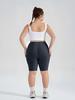 Damshorts med mellanhög midja, persikofärgade, höjande för rumpan, för träning och yoga