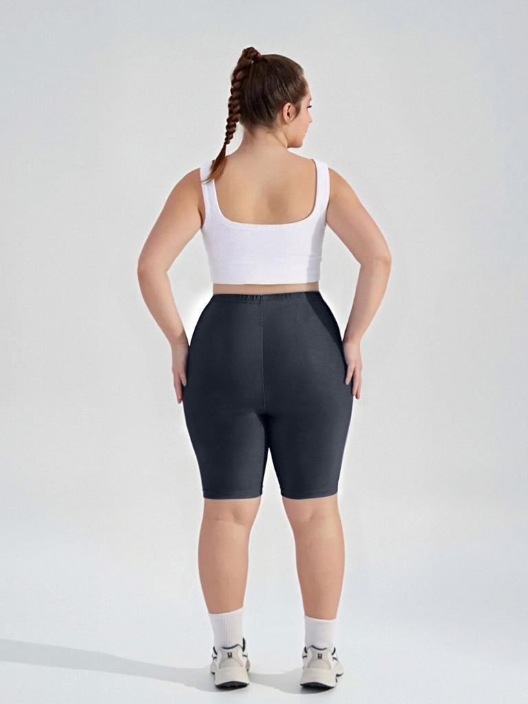 Damshorts med mellanhög midja, persikofärgade, höjande för rumpan, för träning och yoga