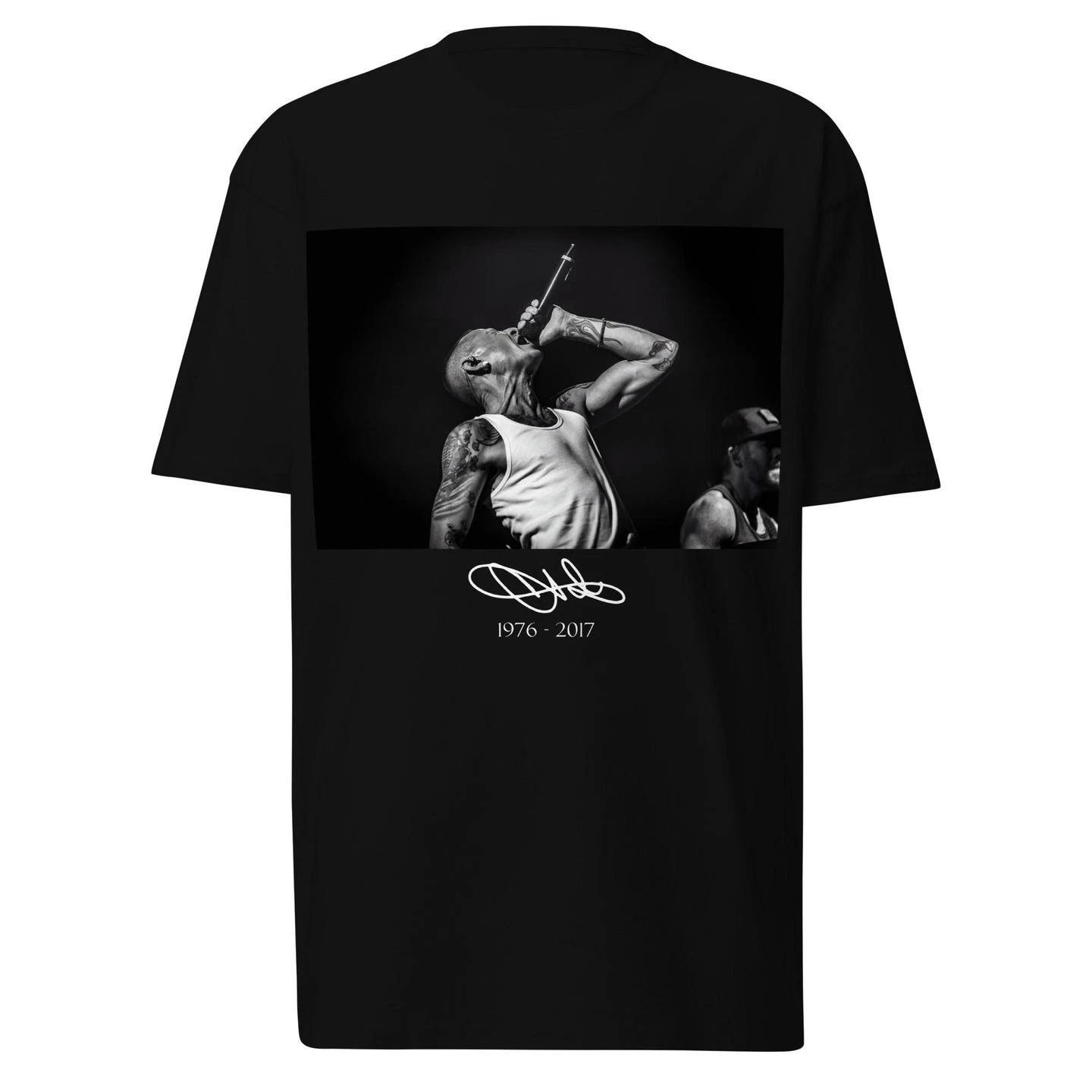 

Chester Bennington Tribute Tee Black and White Signature Heavyweight Shirt 3XL