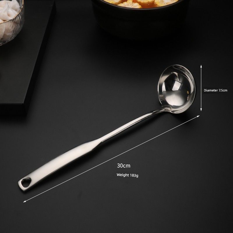 304 Stainless Steel Spoon Set for Home Use, Long Handle Hot Pot Spoon, Soup Spoon, Slotted Spoon, Large Deep and Thick 304 Spoons