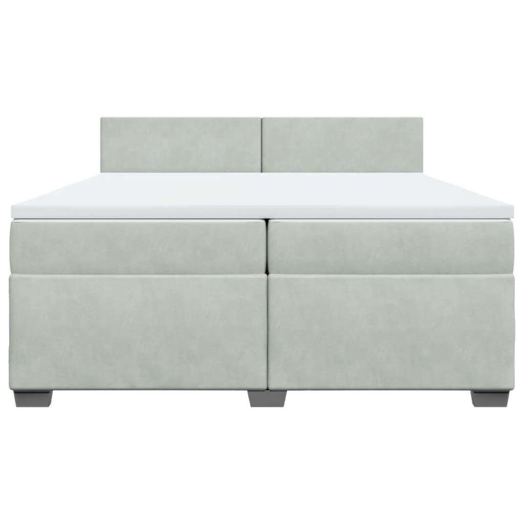Box Spring Bed with Mattress Light Grey 200x200 cm Velvet