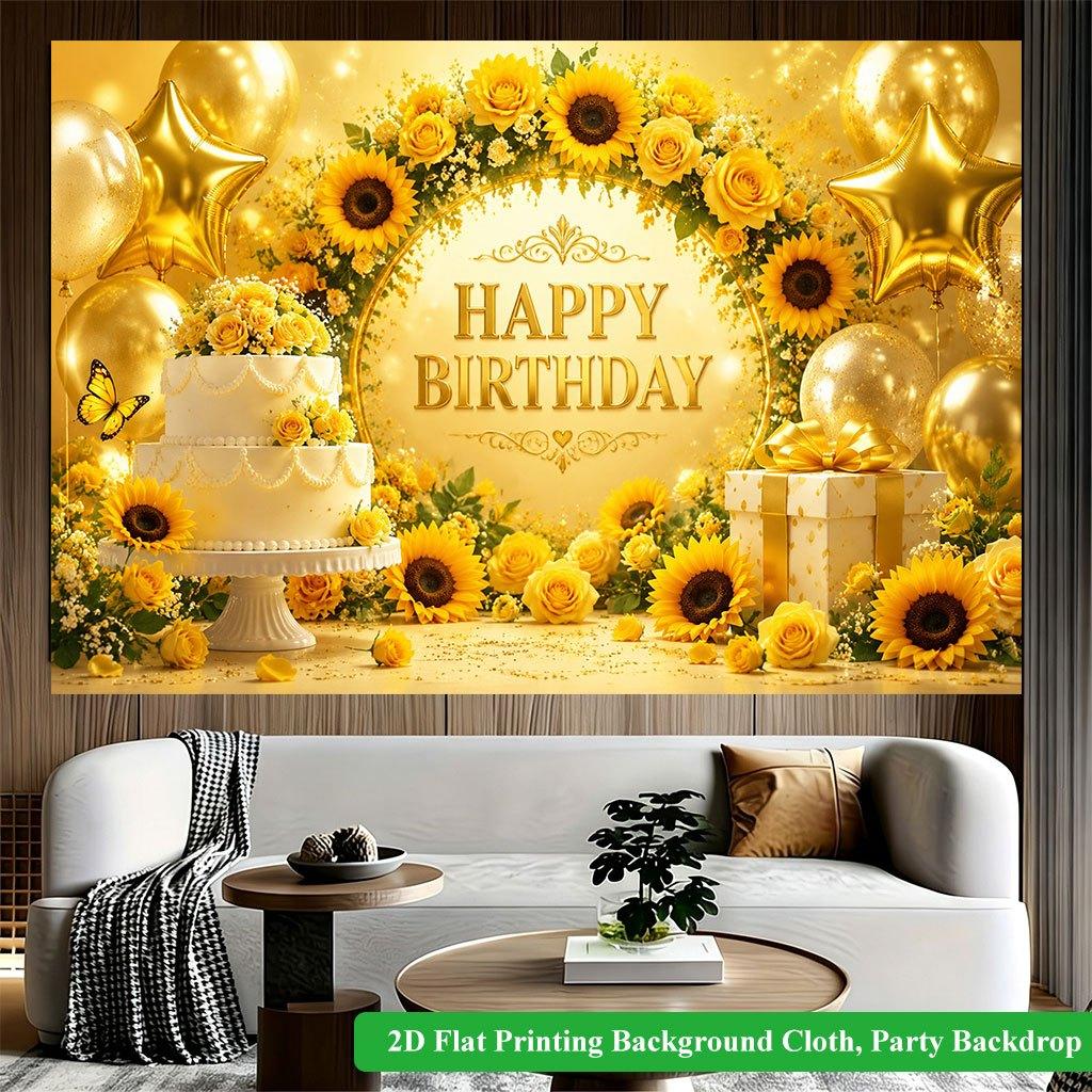 2D Flat Backdrop1pc Birthday Party Scene Decor Backdrop Banner Polyester Wall Decor For Living Room Bedroom Office Outdoor Decor Party