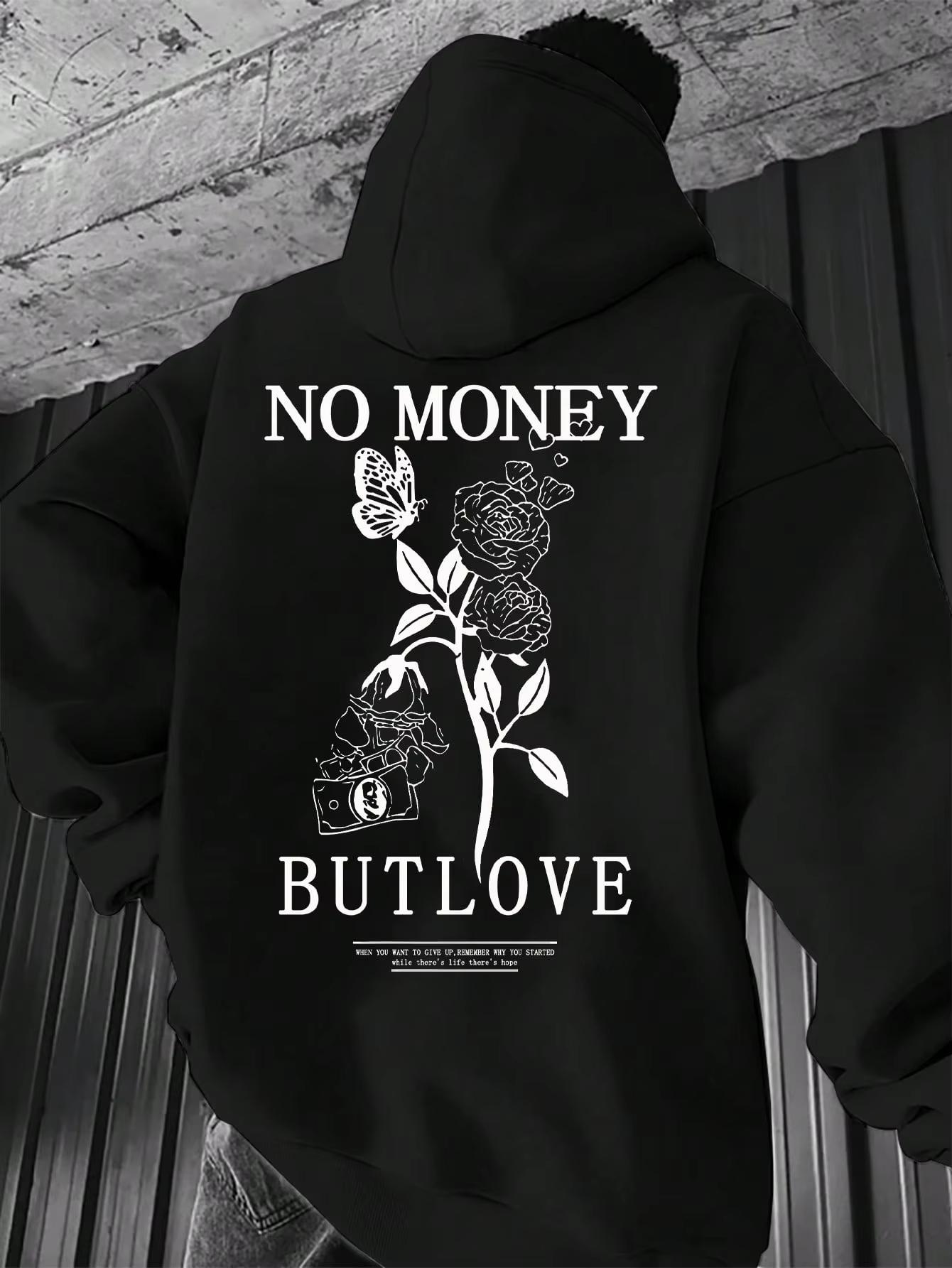 

2025 New loose men s floral letter print hooded fleece sweatshirt spring and autumn comfortable and versatile pullover S-3XL 3XL