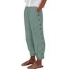 Comfort Trousers Casual Pants Stripe Print Elastic Waist Straight Leg Baggy Side Button Up Women With Pocket