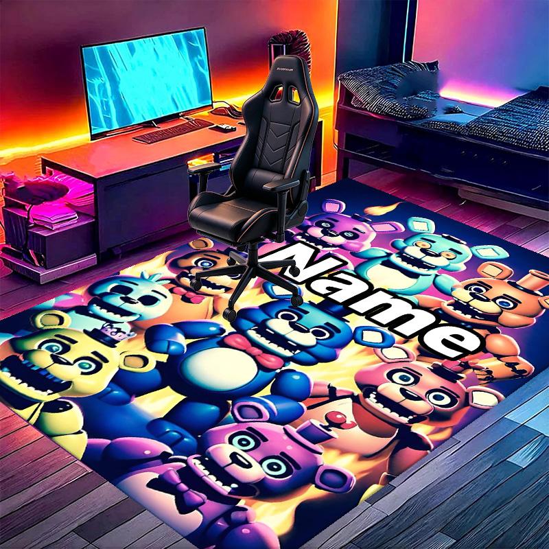 Custom Name Personalized Five Nights at Freddy's Print Carpet, Versatile Home Decor Rug, for Playroom, Apartment, Balcony, Entryway, Hallway Gift