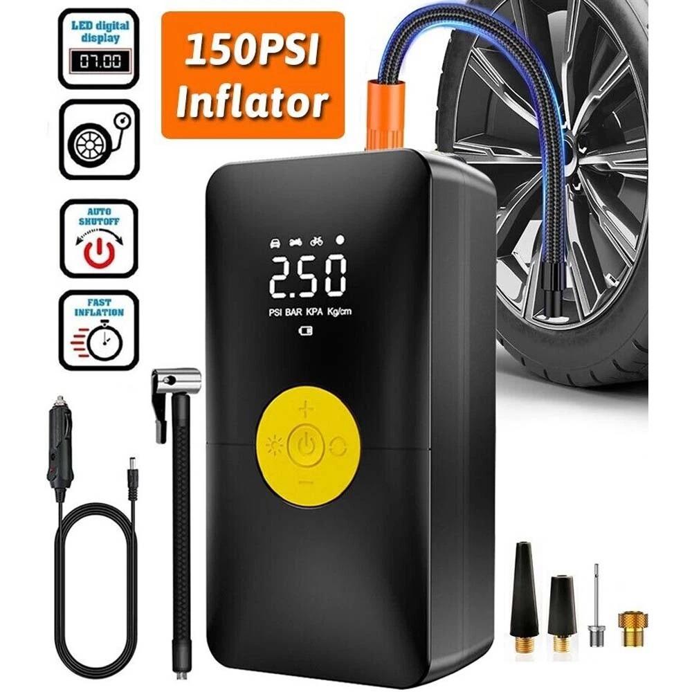 Tire Inflator Portable Air Compressor 120W 150PSI 4000mAh Cordless Air Pump with Pressure Gauge for Car Motorcycle Inflatable Bed