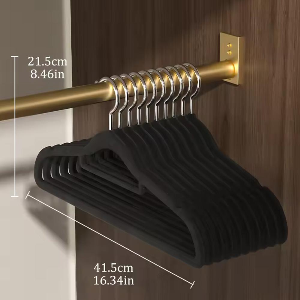 

10/20 шт. Бархатные вешалки Нескользящие Для хранения одежды Костюм Рубашка Майка Органайзер для шкафа Экономия места Предотвращают выпирание плеч Новые 20PCS чёрный