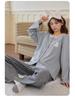 Women's Long-Sleeve, Long-Pant Pajama Onesie with Built-in Bra Pad, Round Neck, Wearable Outdoors, Cute for Home or Casual Wear