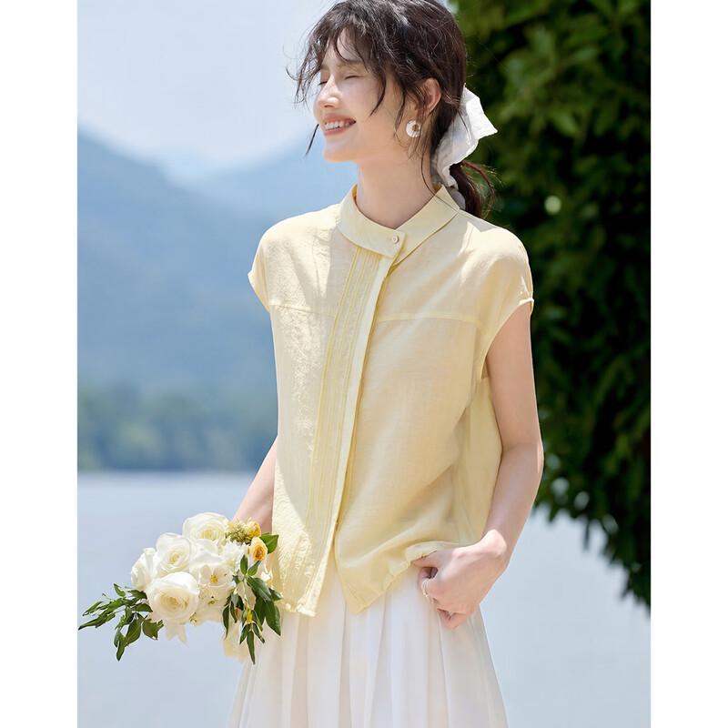 Shangjing Lyocell Tencel Accordion Pleat Top Shirt XL