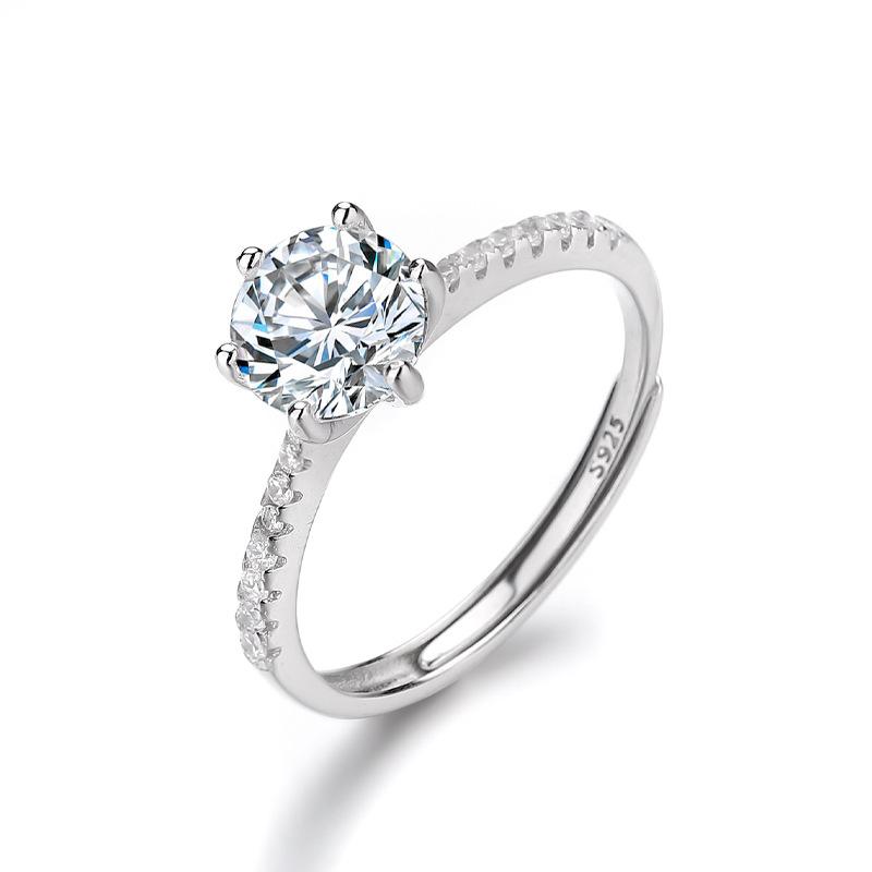 

Кольцо на руку из серебра 925 пробы с шестью когтями, женское трендовое кольцо с короной, платиновое кольцо с бриллиантами Pt950, модное и простое открытое кольцо с бриллиантами opening adjustable