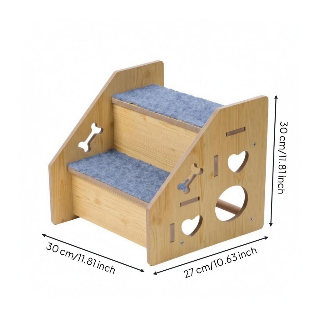 Carpeted Pet Steps Non-Slip for Bed Access, Senior Dogs