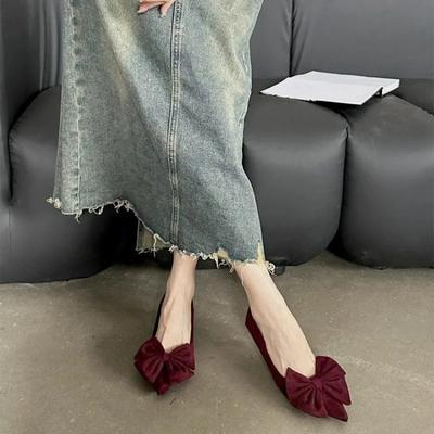 Chaussures Femme Mocassins Talons Hauts Mode Robe Escarpins Femme Nœud Pointu Talons Fins Chaussures Unies Femme