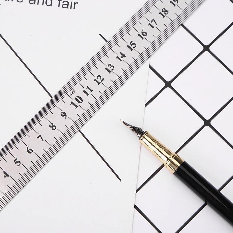Stainless Steel Metal Ruler Precision Double-sided Ruler Test Measuring Ruler Multifunctional Stationery Student Ruler