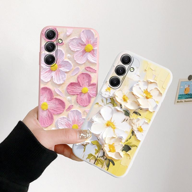 Pink Flowers Case For iPhone Samsung A55 S24 FE S25 M35 A06 Xiaomi Redmi Note 13 Pro 14C Huawei Honor Realme Shockproof Anti-Scratch Matte Phone Cover