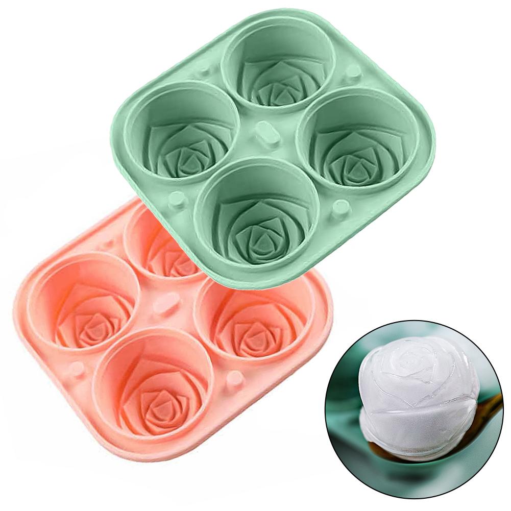 Matrițe de Gheață Trandafir 3D Tăvi Mari pentru Cuburi de Gheață Fac 4 Forme Gigant Căutate de Flori