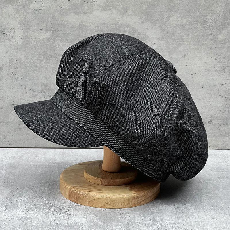 Suitable For Round Face Big Top Cloud Octagonal Hat Women'S Single Layer Breathable Thin Denim Duck Tongue Beret