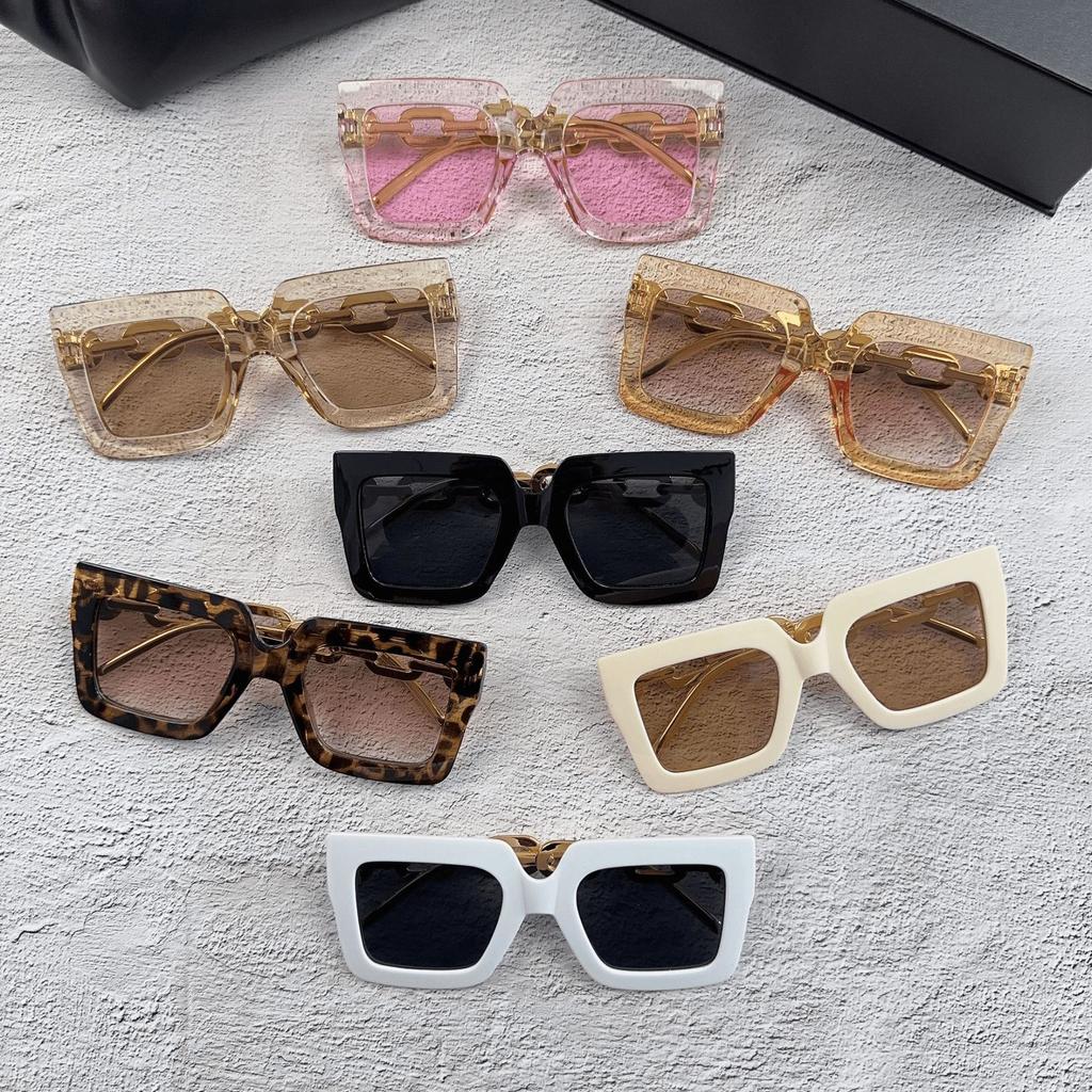New European American Large Square Frame Chain Sunglasses Women Men UV Protection Fashion Trend Cross-border Sun Glasses
