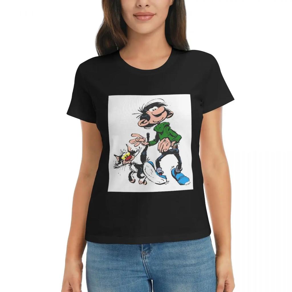 Women TShirt Gaston Lagaffe Summer Short Sleeve Tees ONeck Cotton T Shirts Clothes Tops Streetwear