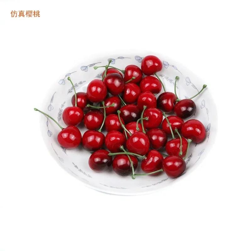 50 шт. в упаковке искусственные реалистичные имитации маленьких красных черных вишен, поддельные фрукты, модель для дома, кухни, украшения для вечеринки, стола 50pcs