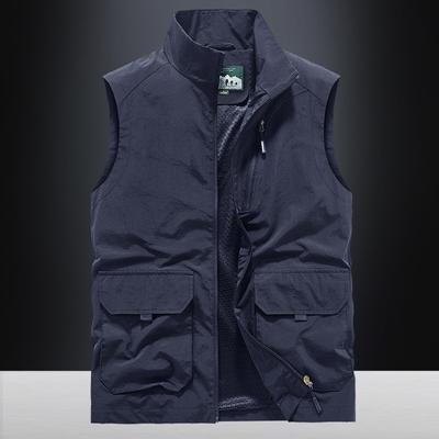 Men's Vest Casual Outdoor Vest Stand-up Collar Photography Vest Spring and Autumn Stand-up Collar Vest Men's Jacket