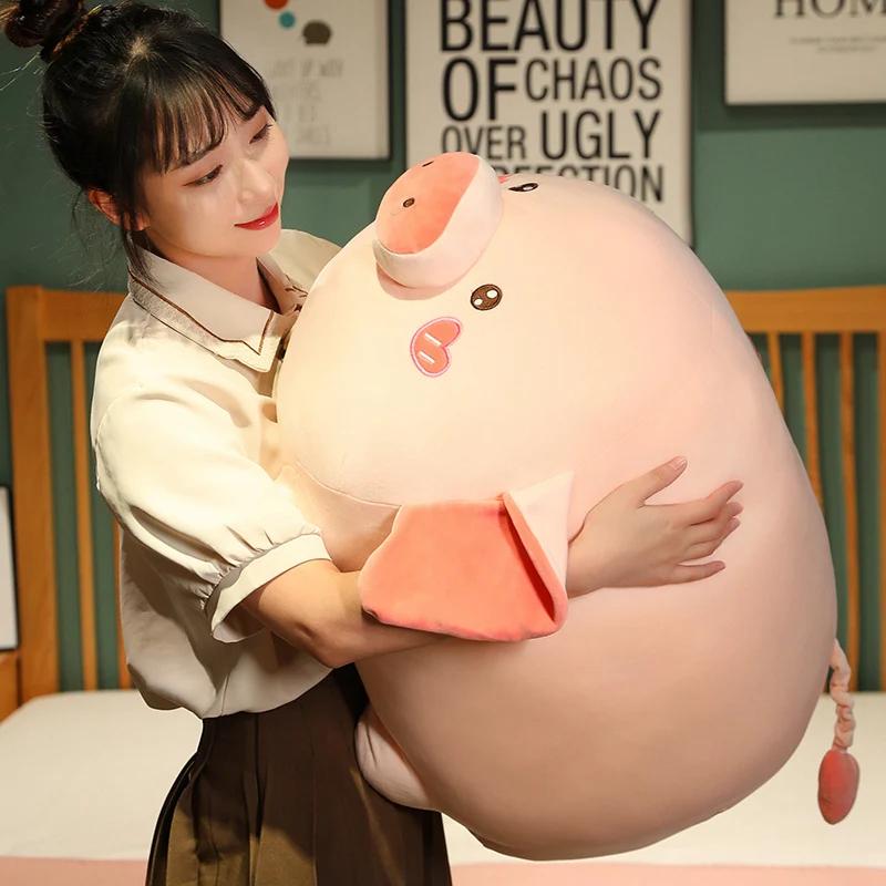 Soft Cotton Pink Pig Plush Toys Simulated Animals Baby Sleeping Hug Stuffed Pillow Round Huge Creative Cute Doll Birthday Gift