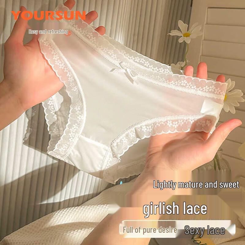 Yiershuang Women's Lace Ice Silk Briefs