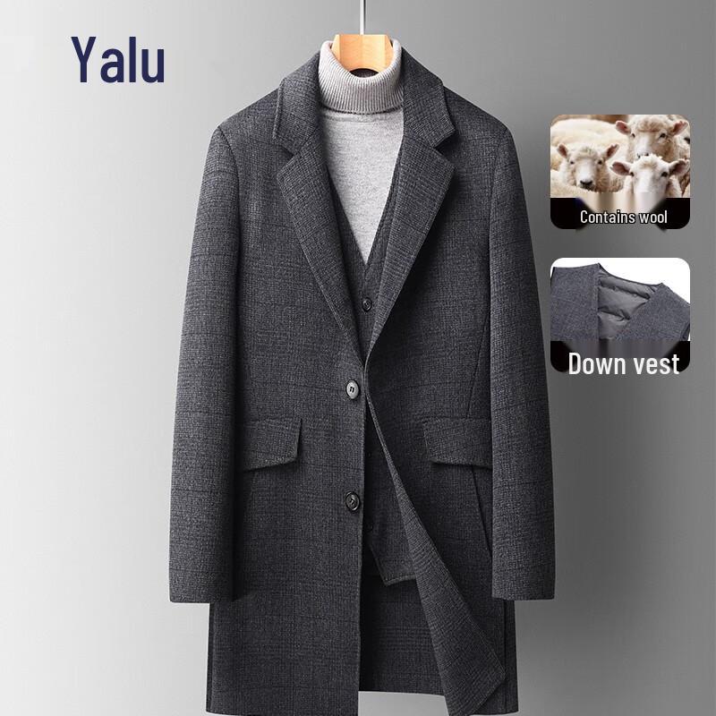 Yalu EY Men's Plaid Wool Blend Double-Faced Coat
