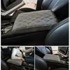 Gray PU Leather Car Armrest Cushion Cover Center Console Box Pad Wave Pattern