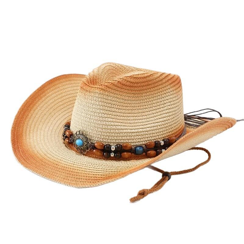 Summer Men's Women's Western Top Hat, Sun Hat, Jazz Hat, Sun Protection Hat, Spray Painted Cowboy Straw Hat