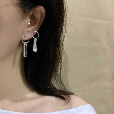 Koreańska Modna Biżuteria Okrągłe Kolczyki Sztyfty dla Kobiet Dziewcząt Próba 925 Długie Kolczyki z Chwostami Biżuteria na Wesele Imprezę Prezent