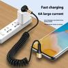 25cm Coiled USB C Cable 66W Fast Speed Charging Angled Connector Spring Retractable Cord for Mobile Devices