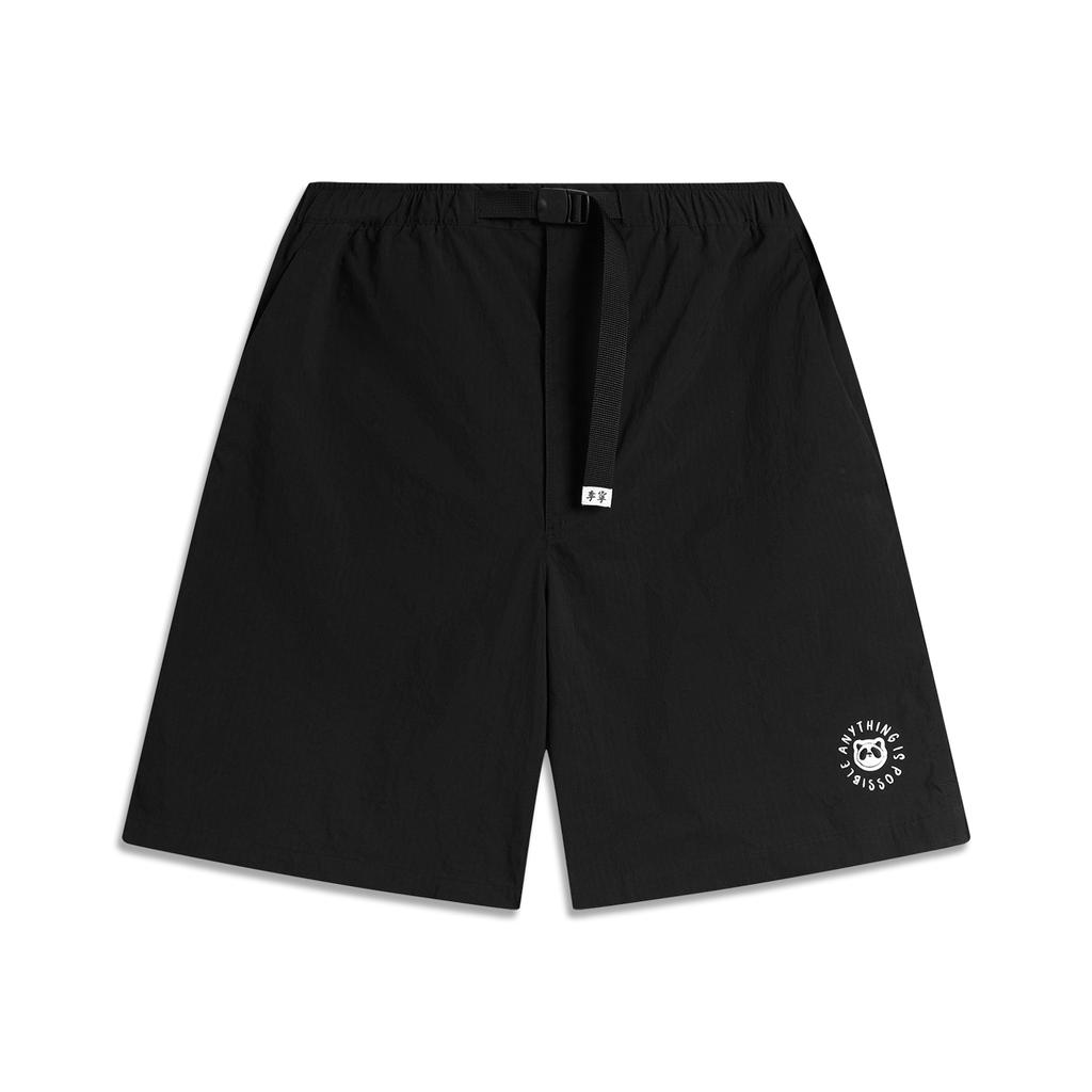 Li-Ning Embroidered Letter Sports Trendy Comfortable Breathable Versatile Loose Casual Shorts Men shorts Black AKSU939-3