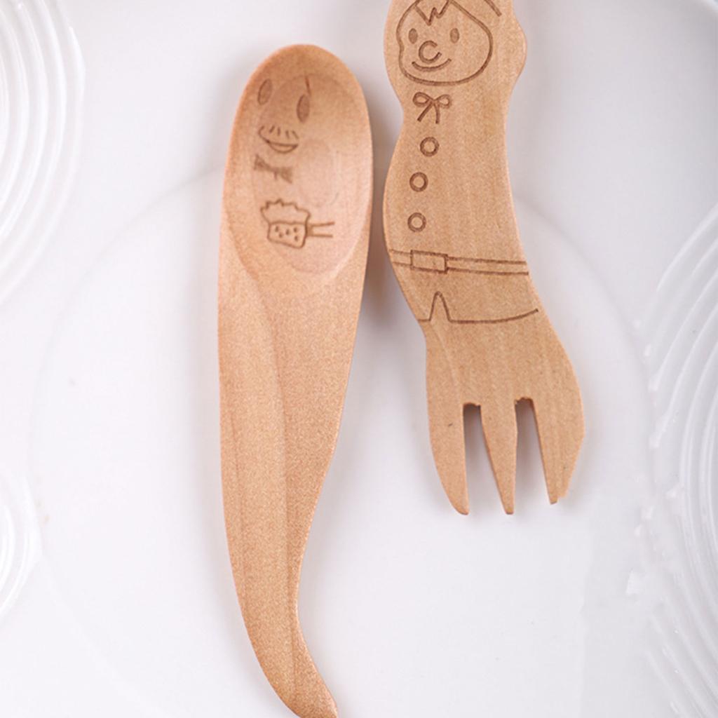 Mini Ice Cream Coffee Spoon Wooden Dessert Scoop Party Cartoon Tableware