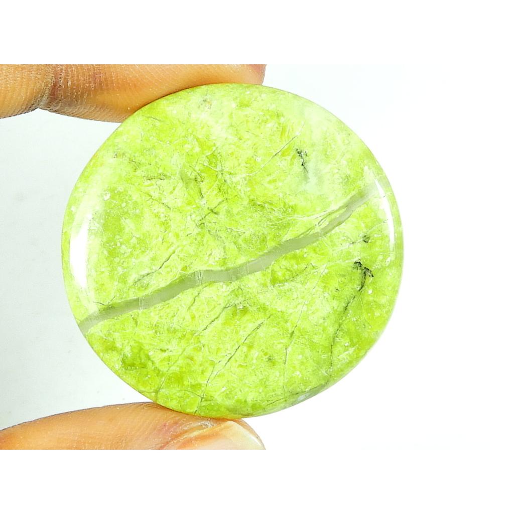 31X31X05 MM Natural Green Opal Round Shape Cabochon Loose Gemstone 40Cts. SK-4762