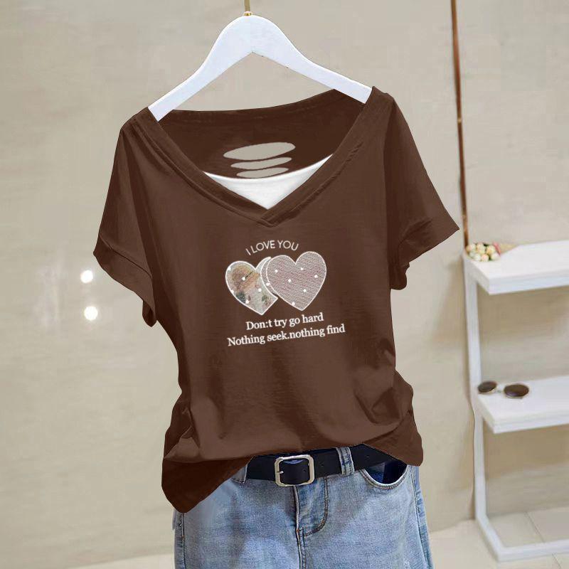 Women's 2024 Summer Pure Cotton Loose-Fit Short-Sleeve Korean T-Shirt