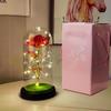 Glass Cover Colored Golden Flower Luminous Eternal Rose Valentine's Day Gift Creative Ornament Night Light