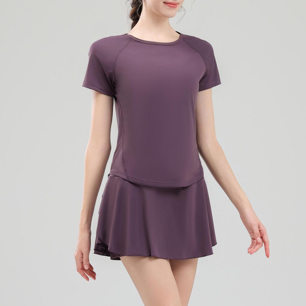 Plus Size Women's Quick-Dry Summer Yoga Suit - Short Sleeve Fitness & Running Outfit