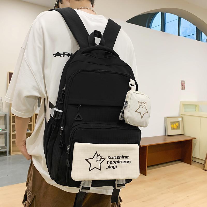 Звездный принт школьный рюкзак женский цветной блок большой емкости рюкзак — фото 5