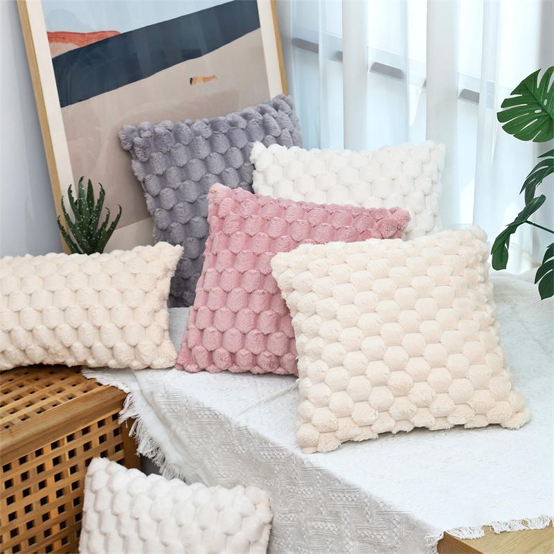 Super Soft Cozy Decorative Throw Pillow Covers Fuzzy Plush Faux Fur Luxury Cushion Cover Pillowcase for Sofa Couch Bed JAF092