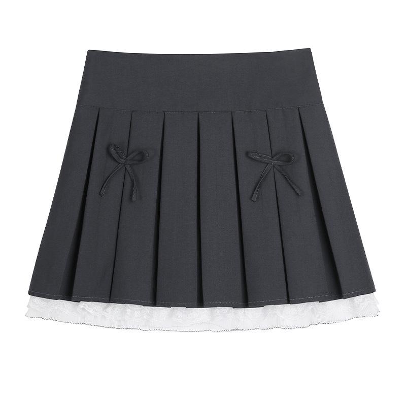 

Pure Desire Lace Puff A-Line Skirt with Bow - Plus Size Summer Style 3XL (recommended: 160-180 catty) серый