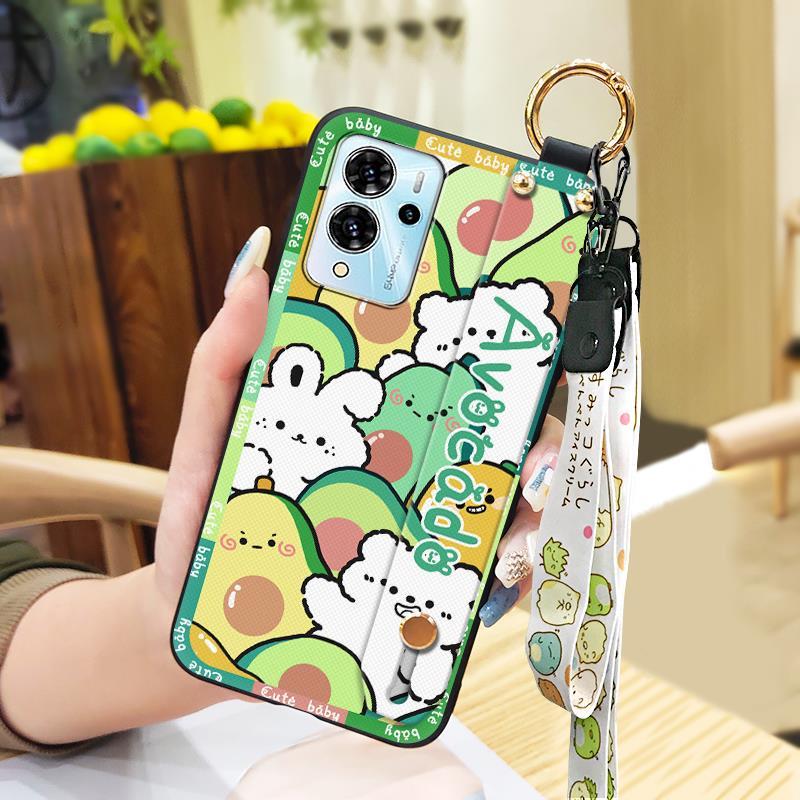 Dirt-resistant Ring Phone Case For ZTE Blade V40 Pro Protective Cute Kickstand Wrist Strap Shockproof Back Cover Durable