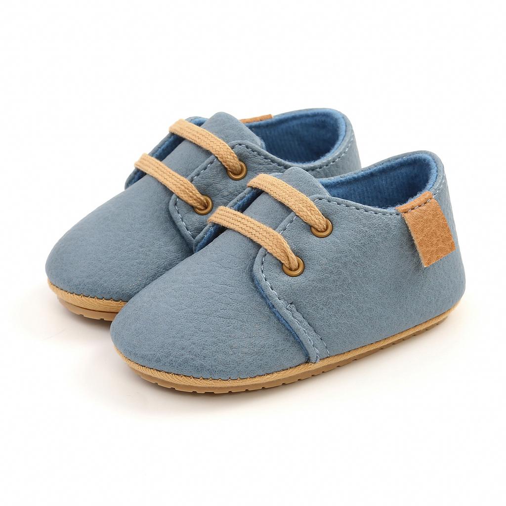 Neugeborene Babyschuhe Mode Lässig Kleinkind Jungen PU-Leder Rutschfest Faltbare Gummisohle Kleinkind Erste Laufschuhe