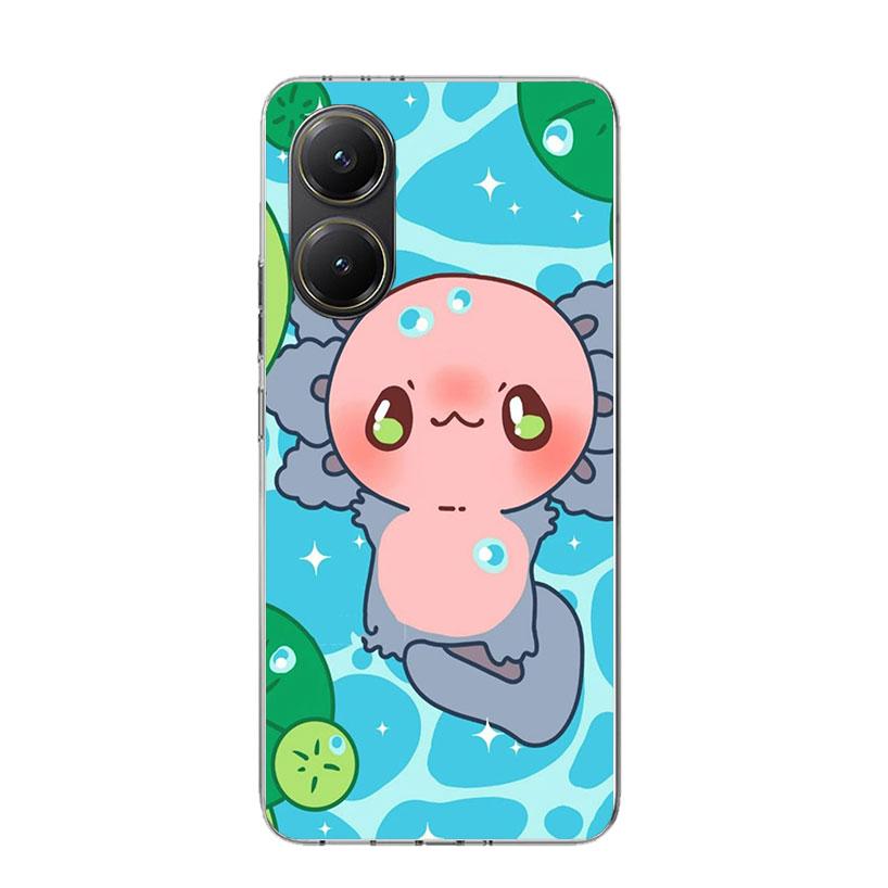 Cute Axolotl Kawaii Phone Case For Xiaomi Poco X7 X6 X5 Pro F7 Ultra Redmi 15C 15 13 13C 12 12C 10 10A 10C 9 9A 9C 9T Cover Poco