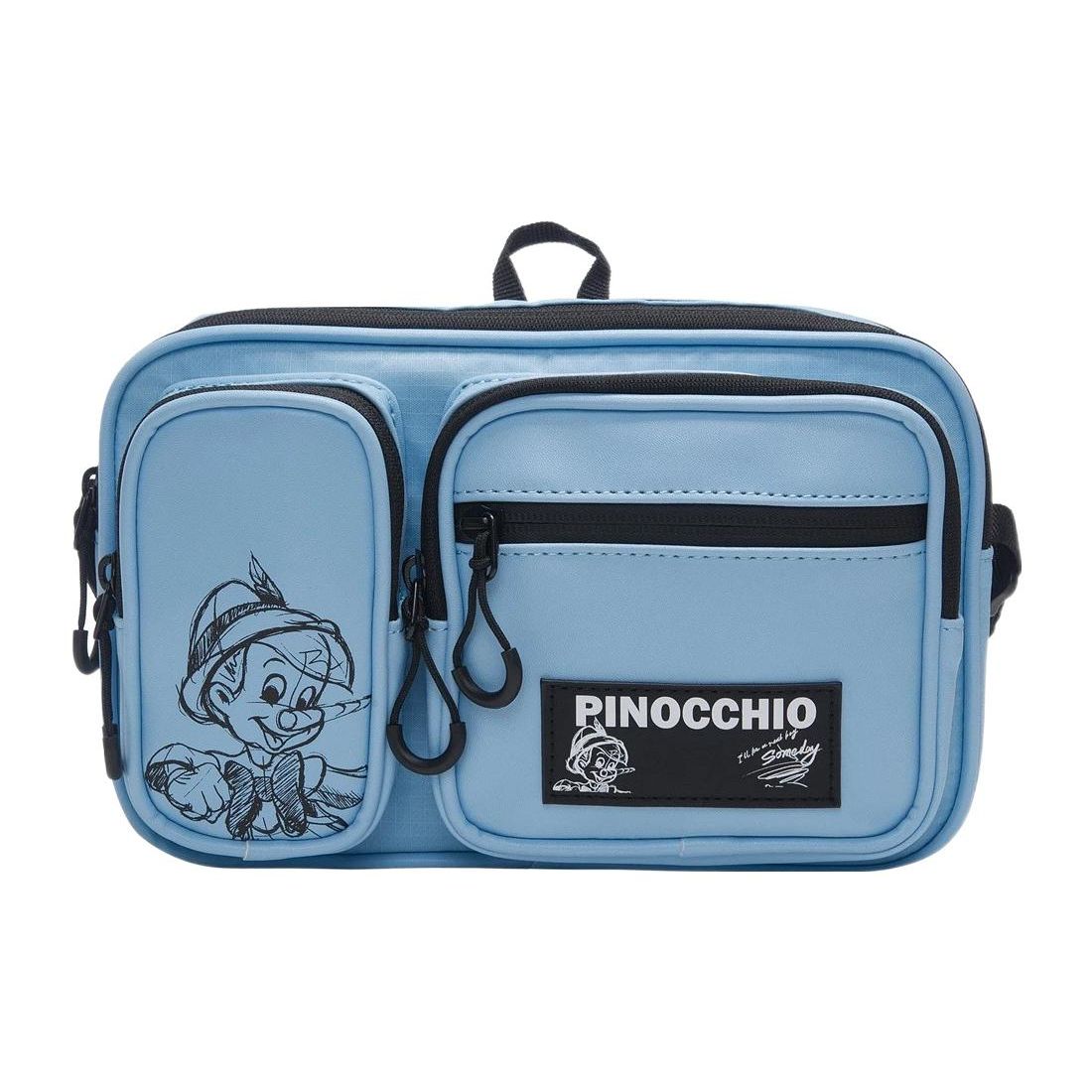 Li Ning X Disney Pinocchio Collaboration Zipper Nylon Shoulder Crossbody Bag Unisex bags Blue ABDS229-3 Blue