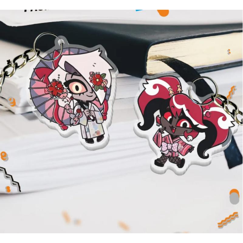Acryl Schlüsselanhänger für Hazbin Hotel Alastor Vaggie Husk Angel Dust Niffty Anime Anhänger Kreativer Acryl Rucksack Anhänger